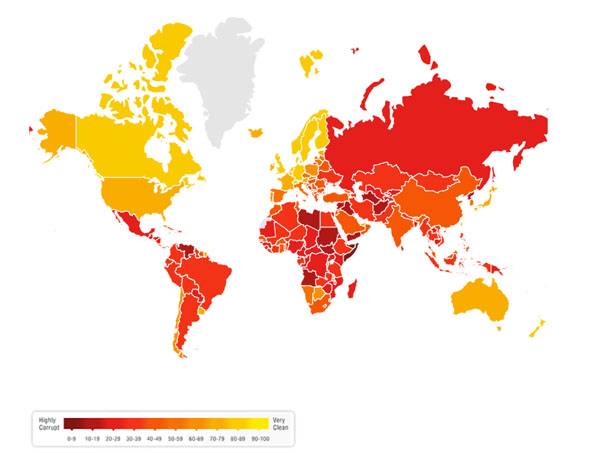 Transparency International назвал Россию и Украину самыми коррумпированными странами Европы