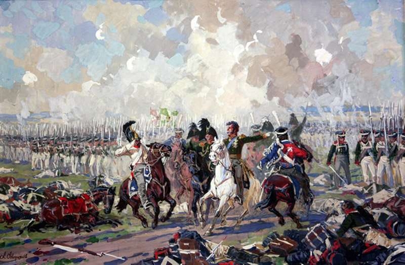 Entrenamiento de combate en el ejército ruso a principios del siglo XIX.