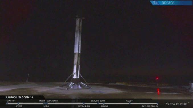 Первая ступень Falcon 9 впервые вернулась на космодром в Калифорнии. Маск в восторге