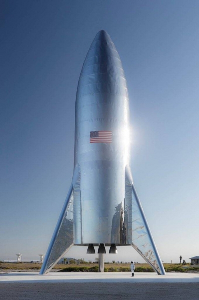 A full-size mock-up spaceship Elon Musk destroyed by wind
