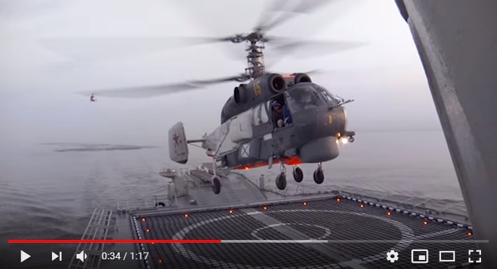 Blind landing Russian helicopter Ka-27 ship was on video