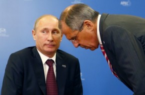 Vladimir Putin and Sergei Lavrov as police