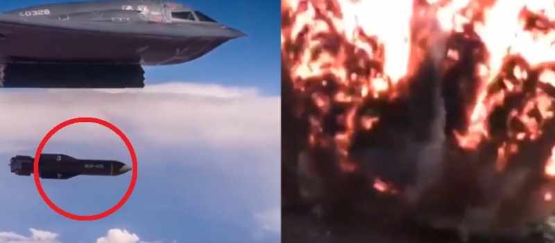 Опубликовано видео сброса сверхмощных бомб GBU-57 бомбардировщиками ВВС США