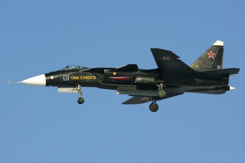 Carrier-based fighter Su-47 shown at the MAKS-2019