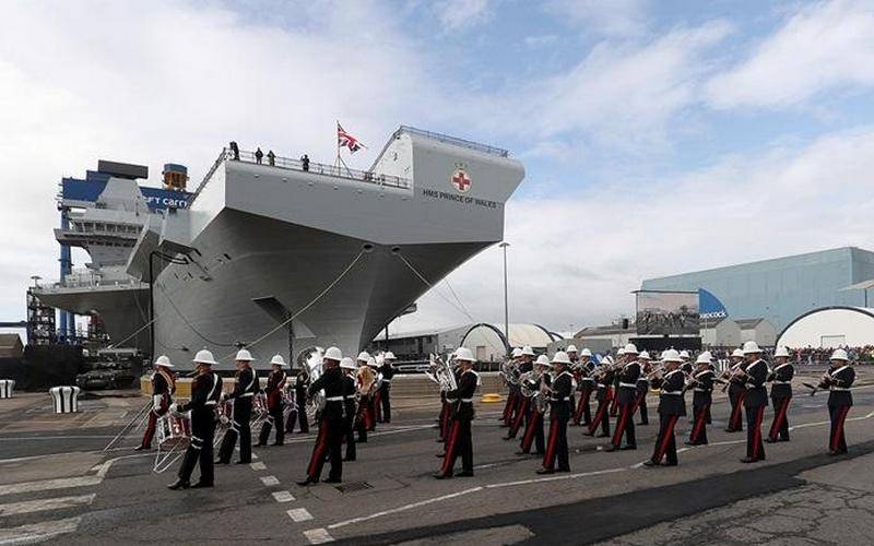 The UK's second aircraft carrier Prince of Wales prepares for sea trials
