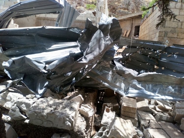 One of the blasts destroyed a residential house in Aleppo, Syria