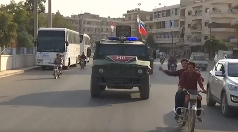Media published a video patrol manbij Russian military police in Syria