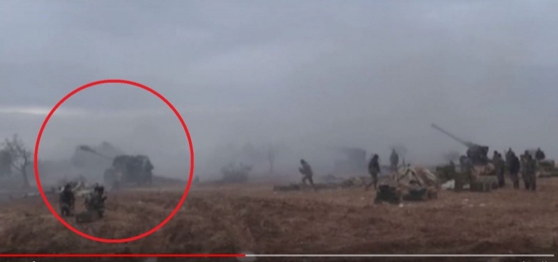 Media published a video of the artillery attack on the positions of militants in Idlib