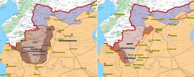 Ministry of Defense of the Russian Federation submitted a map with the liberated territories from insurgents in Idlib