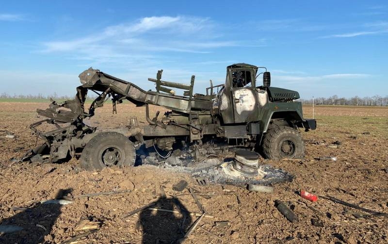 В Херсонской области Украины сгорел грузовик ВСУ с боеприпасами