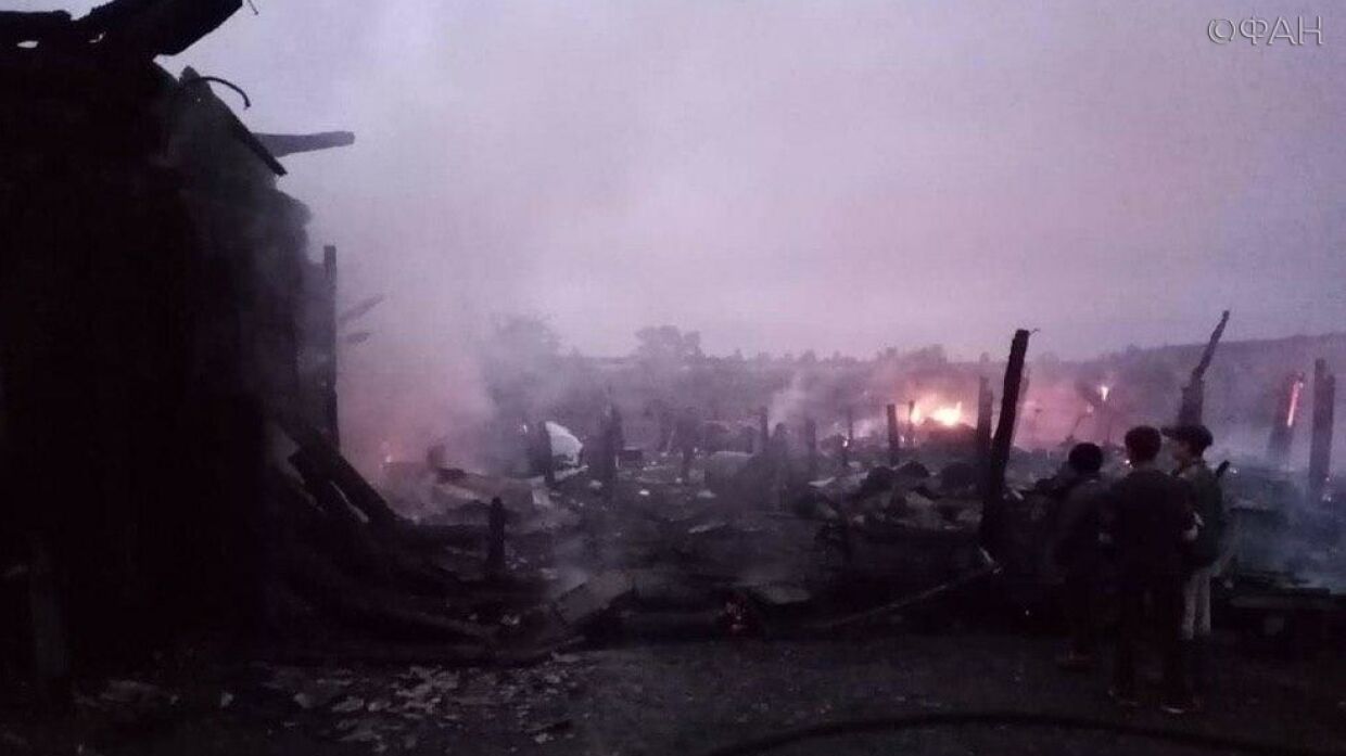 Опубликовано видео с места пожара в Иркутской области
