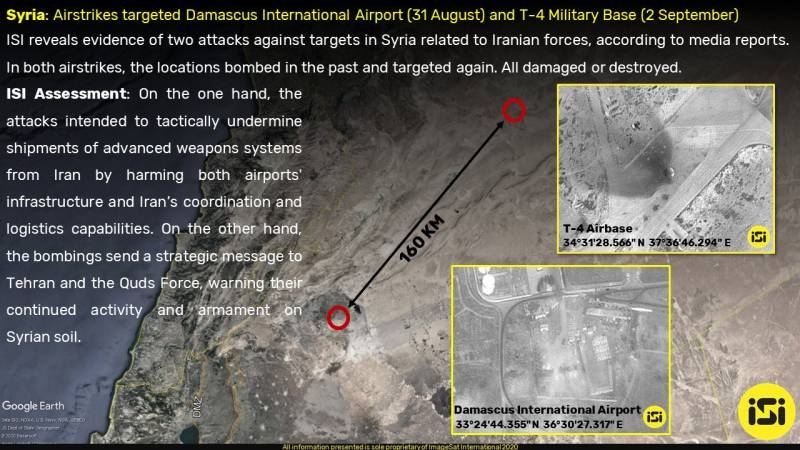 Israel published satellite photos of the aftermath of airstrikes on the Syrian airbase T4