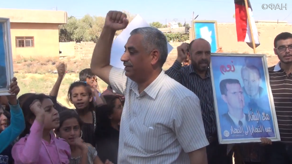 Residents of Syrian Hasaki rally against the United States and Turkey