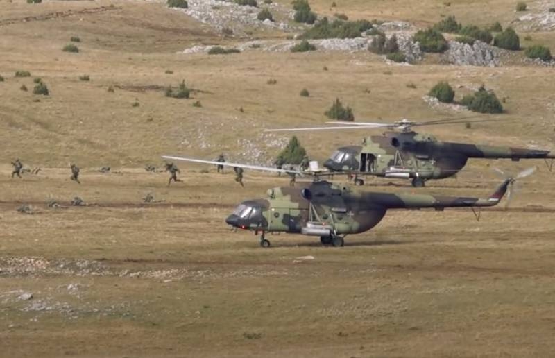 Тактические учения в Сербии: показано, как вертолёты поражают цели ракетами 9М14М «Малютка»