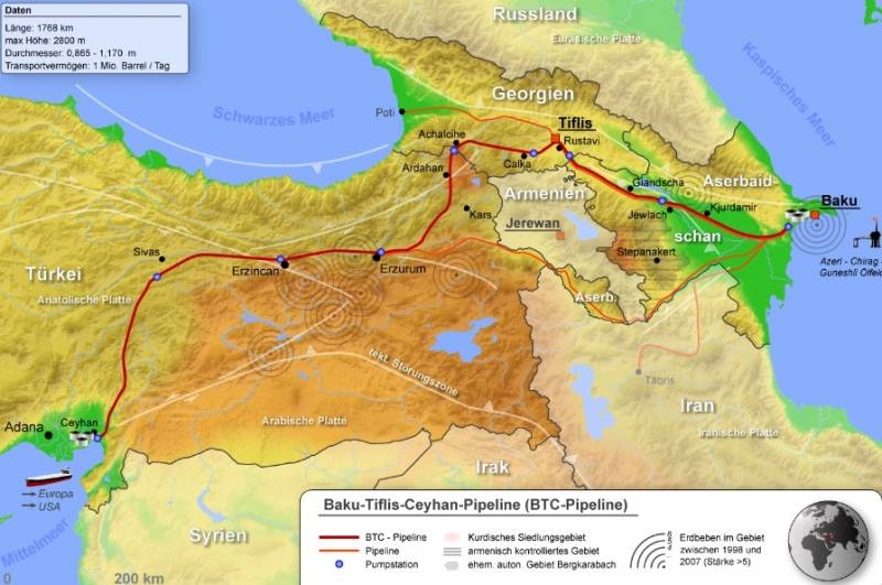 В Грузии: Военные действия не должны создавать угроз нефтепроводу Баку-Тбилиси-Джейхан