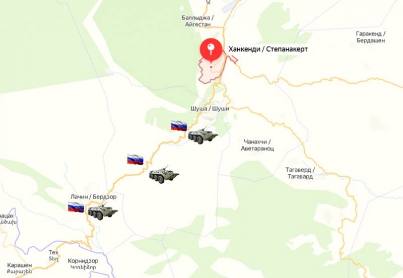 Russian peacekeepers begin setting up posts in the Lachin corridor of Karabakh