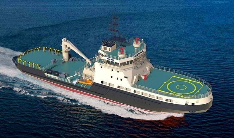 Icebreaker under construction for the Ministry of Defense «Evpatiy Kolovrat» derived from the boathouse