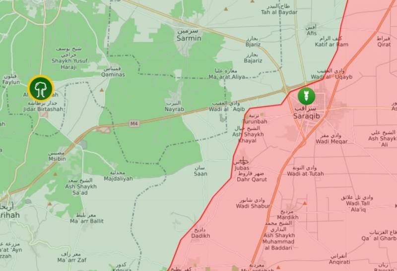 Pro-Turkish militants deliver artillery strikes against the positions of the Syrian army in Serakib