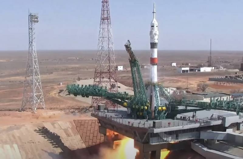 Booster «Soyuz-2.1a» with a manned ship «Soyuz MS-18» launched from the Baikonur cosmodrome