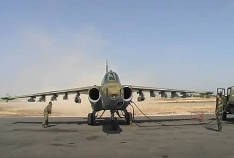 A video of the attack by the Su-25 attack aircraft of the Karabakh Air Force on the Azerbaijani military in 2020 year