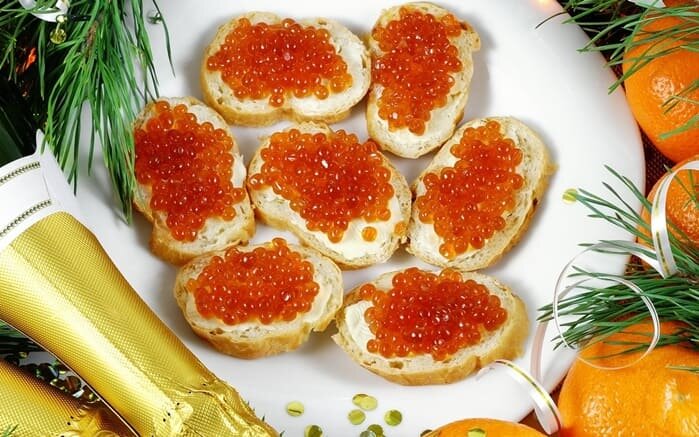 What's with the red caviar? Lots of fish, even more caviar, a...