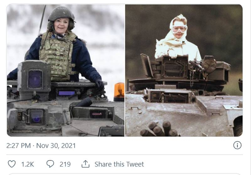 «Собралась остановить Путина, вызвав у него приступ смеха»: в прессе Британии иронизируют над фото главы МИД на танке в Эстонии