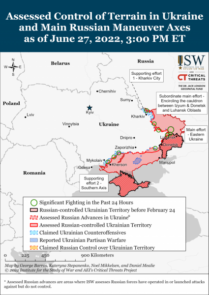 В Институте изучения войны США признают продвижение российских войск в районе Бахмута и Лисичанска