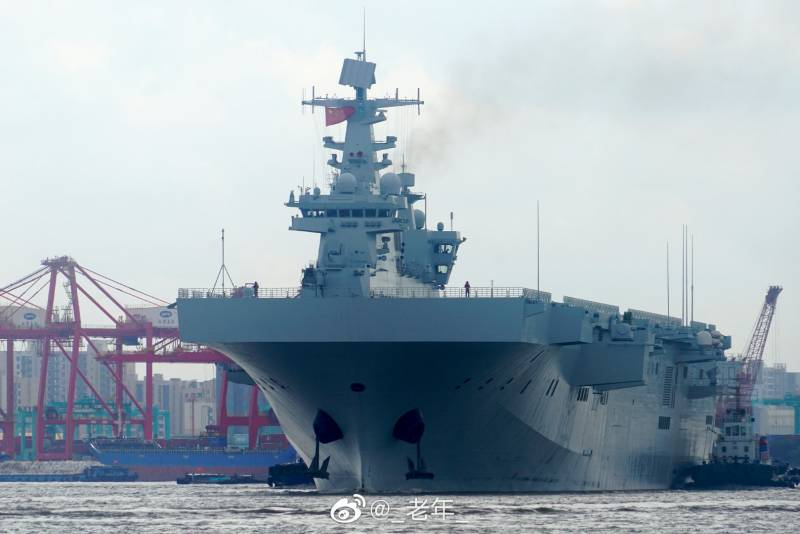 China showed an image of the newest Type helicopter carrier 075 LHD Guangxi